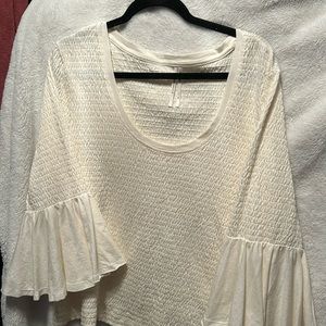 Cream Anthropologie long sleeve blouse